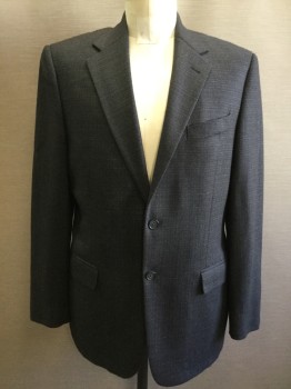 Mens, Sportcoat/Blazer, JOSEPH ABBOUD, Black, Gray, Wool, Tweed, 40R, Appears Almost Striped, Single Breasted, Collar Attached, Notched Lapel, 2 Buttons,  3 Pockets