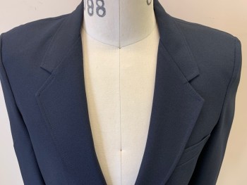 Childrens, Blazer, N/L, Navy Blue, Polyester, Solid, 20 R, 2 Button Front, Notched Lapel, 3 Pockets,