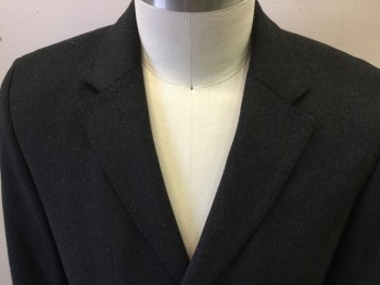 Mens, Coat, Overcoat, BOSS, Black, Dk Gray, Cashmere, Wool, Stripes - Diagonal , 42 R, Single Breasted, Notched Lapel, 2 Pockets,