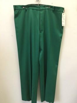 N/L, Dk Green, Polyester, Solid, Flat Front, 4 Pockets, Zip Fly, Belt Loops,