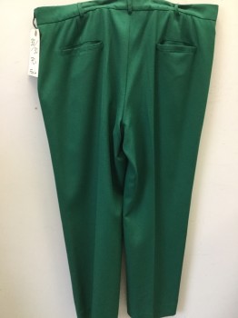 N/L, Dk Green, Polyester, Solid, Flat Front, 4 Pockets, Zip Fly, Belt Loops,