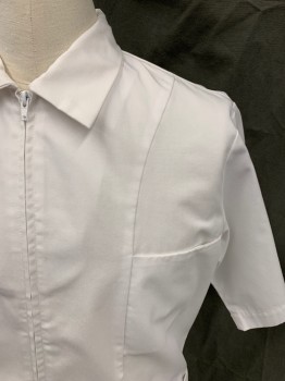 Unisex, Scrubs, Jacket Unisex, CREST, White, Poly/Cotton, Solid, 34, Zip Front Collar Attached, Short Sleeves, 3 Pockets