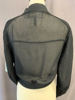 Womens, Casual Jacket, BCBG, Black, Olive Green, Tencel, Cotton, Color Blocking, S, Zip Front, Bomber Cut, Rib Knit Collar/cuff/ Waistband, Mesh Body with Solid Cotton Details