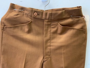 DON ALLEN, Brown, Polyester, Wool, Solid, Flat Front, 4 Pockets,