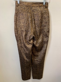Womens, Pants, CACHE, Lt Brown, Gold, Dk Brown, Polyester, Rayon, Reptile/Snakeskin, W 26, 4, 5 Pockets, Jean Cut,