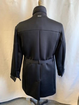 CALVIN KLEIN, Black, Polyester, Elastane, Mock Neck With Snap Buttons, 2 Zip Pckts On Front Yoke/Chest, 1 Attached Side Release Strap, 1 Removable Side Release Belt, 2 Flap Patch Pckts