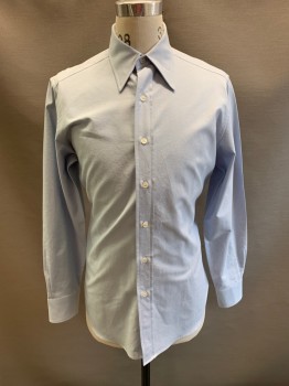 Mens, Shirt, ANTO MTO, Lt Blue, Cotton, 36, 15.5/, 1970s Repro, C.A., Button Front, L/S