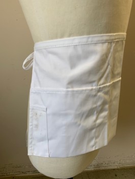 UPDATE, White, Poly/Cotton, Solid, Twill, 4 Pockets/Compartments, Self Ties at Waist, Multiples, **Dirty on Pocket