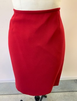 TAHARI, Red, Polyester, Solid, Straight Skirt with Zipper Back and Vent.
