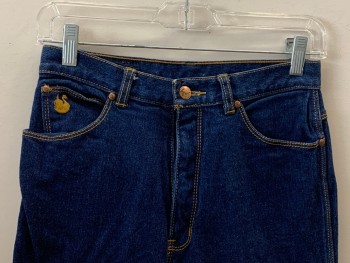 Womens, Jeans, GLORIA VANDERBILT, Dk Blue, Cotton, Solid, W26, F.F, Top And Back Pockets, Zip Front, Belt Loops