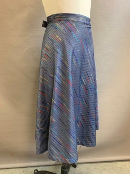 Womens, Skirt, NO LABEL, Gray, Black, Red, Blue, Yellow, Polyester, Stripes - Diagonal , Dots, W26, Wrap Around, Flared, Waist Tie