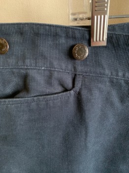 Mens, Historical Fiction Pants, NL, Navy Blue, Gray, Cotton, Stripes, 35, 38, Open, High Waist, Button Fly,  2 Front Pockets, Suspender Buttons, Back Self Belt, 1 Back Pocket