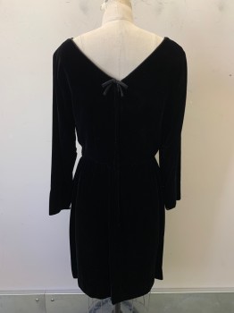 Womens, Evening Gown, R&K Originals, Black, Cotton, Polyester, Solid, W26, B36, L/S, Boat Neck, Scrunched Waist Band, Back Zipper,