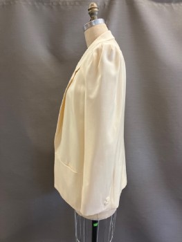 TAHARI, Cream, Wool, Solid, SB. Notched Lapel, 1 Btn **missing Btn, Pleats At Shoulder, Hidden Pckts A Front Waist Seam, 2 Buttons At Cuffs, Small Stain Left Cuff