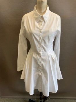 Womens, Dress, Long & 3/4 Sleeve, ABSENCE OF COLOR, White, Cotton, XL , C.A., Button Front, L/S, ALine