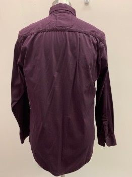 OUTDOORLIFE, Wine Red, Cotton, Solid, L/S, Button Front, Collar Attached, Chest Pockets