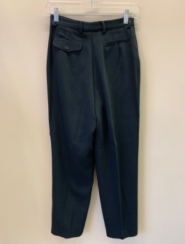 CALVIN KLEIN, Navy Blue, Dk Green, Wool, Nylon, 2 Color Weave, Pleated, Side Pockets, Zip Front, Belt Loops