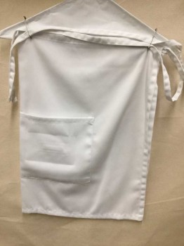 White, Polyester, Solid, Knee Length 1/2 Apron, Muliple