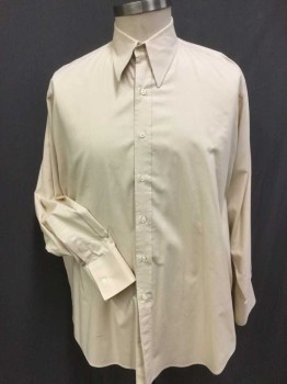 Mens, Dress Shirt, N/L, Tan Brown, Cashmere, Solid, 33, 16, C.A., B.F., L/S,  (HOLE On The Back Left Bottom)