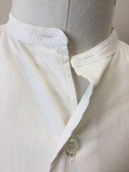 EXCELLO, White, Cotton, Solid, L/S, B.F., Band Collar, French Cuffs,