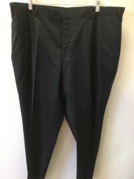 Mens, Suit, Pants, JOSEPH FEISS, Charcoal Gray, Wool, Solid, 31, 44, Flat Front,