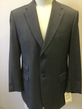 KENNETH COLE, Heather Gray, Wool, Heathered, 4 Pockets, 2 Buttons,  Notched Lapel,