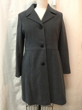ANDREW MARC, Heather Gray, Wool, Synthetic, Heathered, Heather Gray, Button Front, Collar Attached, Notched Lapel, 2 Pockets,