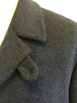 CALVIN KLEIN, Charcoal Gray, Polyester, Heathered, Single Breasted, Collar Attached, Notched Lapel with Button Tab Closure, 2 Pockets