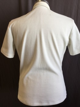 N/L, Off White, Polyester, Cotton, Solid, Collar Attached, 1 Button Front, 1 Pocket, Ss
