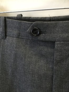 VERSINI, Gray, Brown, Wool, Stripes - Pin, Triple Pleated, Button Tab Waist, Zip Fly, 4 Pockets, Late 1980's- Early 1990's