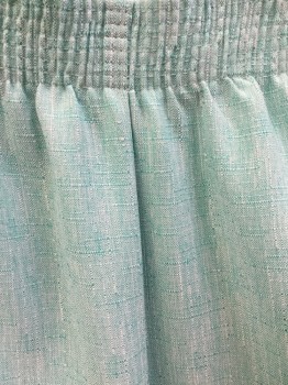 Womens, Pants, ALIA, Mint Green, White, Polyester, Heathered, 12, Heather Mint/white with Self Faint Uneven Plaid Like, 1-1/2" Elastic Waistband, 2 Side Pockets