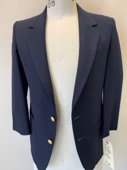 Childrens, Blazer, TFW, Navy Blue, Polyester, Solid, 16, 2 Buttons,  Notched Lapel, 3 Pockets,