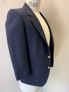 Childrens, Blazer, TFW, Navy Blue, Polyester, Solid, 16, 2 Buttons,  Notched Lapel, 3 Pockets,