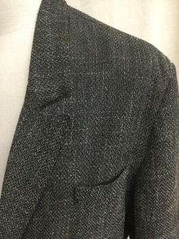 KLIP KLOP, Black, White, Rayon, Speckled, Double Breasted, Collar Attached, Peaked Lapel, 3 Pockets