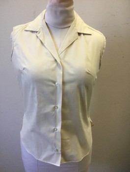 Womens, Blouse, LADY ARROW, Ecru, Poly/Cotton, Solid, B:36, Sleeveless Button Front, Notched Collar Attached, Darts at Bust