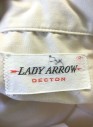 LADY ARROW, Ecru, Poly/Cotton, Solid, Sleeveless Button Front, Notched Collar Attached, Darts at Bust