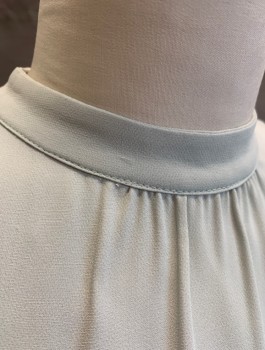LAFAYETTE 148, Lt Gray, Silk, Solid, Sleeveless, Band Collar, Gathered at CF Neck, Zipper in Back, Multiples