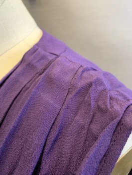 Womens, Dress, Sleeveless, MAEVE, Aubergine Purple, Rayon, Solid, B34, S, W26, Crepe, Surplice V-neck, Gathered at Waist and Shoulder Seams, Elastic Waist, Faux Wrap Dress, Hem Above Knee,  **With Matching Fabric Belt
