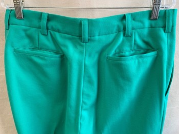 MTO, Jade Green, Wool, Solid, Flat Front, 4 Pockets, Belt Loops, Zip Front, Hospital Green
