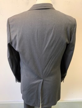 THEORY, Charcoal Gray, Wool, Solid, Notched Lapel, 2 Button Front, 3 Pocket , 1 Back Vent