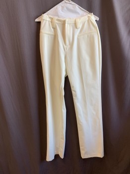 Womens, Slacks, HOUSE OF LONDON, White, Polyester, Elastane, Solid, S, F.F, 4 Faux Pockets, Zip Fly,