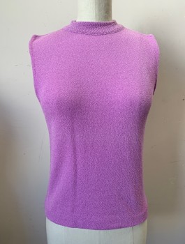 BUCANONI, Lilac Purple, Nylon, Textured Fabric, Mock Neck, Sleeveless, 1/4 Zip Back