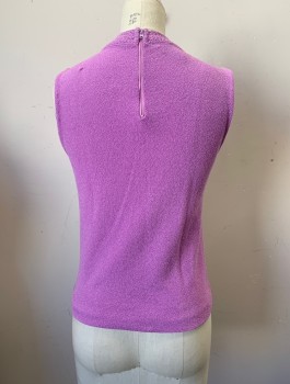 BUCANONI, Lilac Purple, Nylon, Textured Fabric, Mock Neck, Sleeveless, 1/4 Zip Back