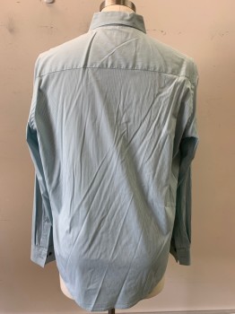 Mens, Casual Shirt, Alfani, Blue, White, Cotton, Nylon, Stripes - Vertical , L, L/S, Button Front, C.A.,