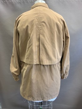 Womens, Jacket, GALLERY, Khaki Brown, Polyester, L, C.A., Single Breasted, Button Front, 2 Pockets