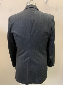 RICK PALLACK, Charcoal Gray, Gray, Purple, Wool, Stripes - Pin, 2 Buttons, Single Breasted, Notched Lapel, 3 Pockets