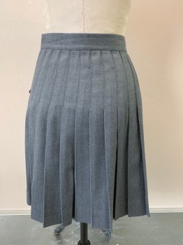 Childrens, Skirt, FLYNN O'HARA, Gray, Polyester, Wool, Solid, W 25, Pleated Side & Back, 2 Button Tab,