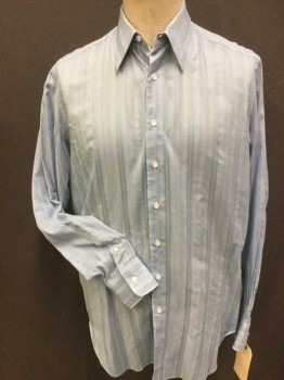 Mens, Dress Shirt, ANTO, Baby Blue, Blue, Periwinkle Blue, Mint Green, Gray, Cotton, Polyester, Stripes - Vertical , 35, 17, C.A., L/S, B.F.,