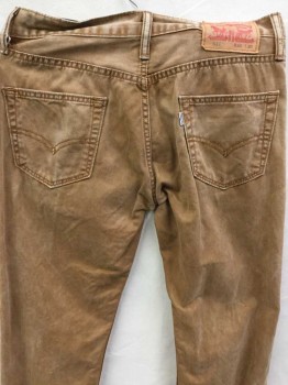 LEVI 511, Caramel Brown, Cotton, Solid, Jean Cut 5 + Pockets, Low Rise