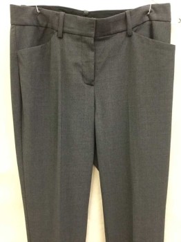Womens, Slacks, THEORY, Gray, Wool, Polyester, Solid, 4, Flat Front, Zip Front, Belt Loops, 4 Pockets,